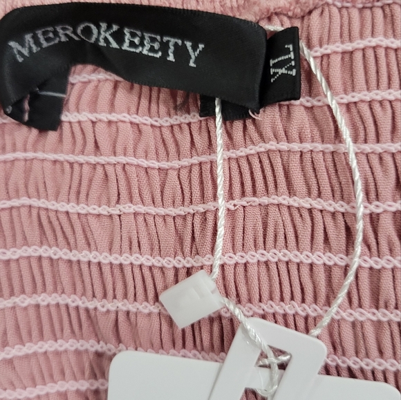 MEROKEETY Women's Long Sleeve Smocked V-neck High Waist Ruffle Tier Midi Dress - Picture 9 of 15